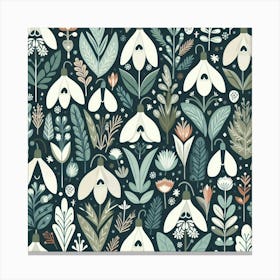 Scandinavian style, snowdrop pattern 3 Canvas Print