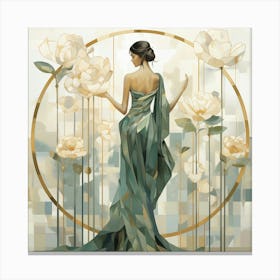 Woman In A Green Dress Canvas Print