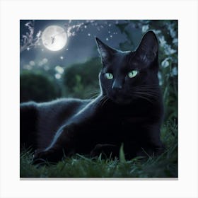 An Alluring Portrait Of A Sleek Black Cat Canvas Print