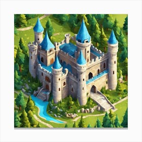 Isometric Castle In The Forest Canvas Print