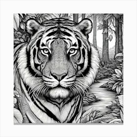 Line Art tiger Canvas Print