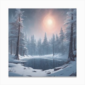 Winter Forest With Visible Horizon And Stars From Above Professional Ominous Concept Art By Artge (2) Canvas Print