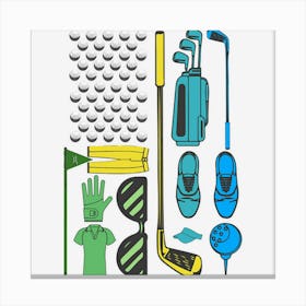 Golf Equipment Us Flag Canvas Print