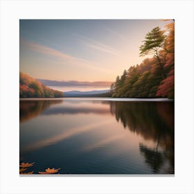 Autumn Leaves on the Lake Canvas Print