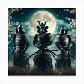 Samurai Warriors At Night Canvas Print