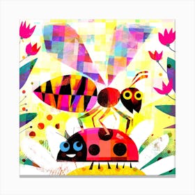 Wasp And Ladybird Square Canvas Print