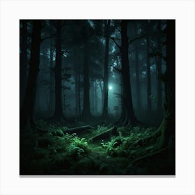 Dark Forest At Night 1 Canvas Print