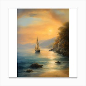 Sailboat At Sunset 1 Canvas Print