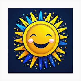 Lovely smiling sun on a blue gradient background 20 Canvas Print
