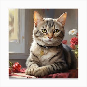 Portrait Of Domestic Shorthair Cat Canvas Print