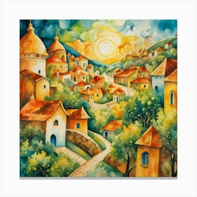 Village At Sunset 8 Canvas Print