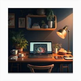 Desktop Computer Desk Canvas Print