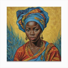 Discover African Beauty: A Stunning Image of a Woman in Cultural Attire Canvas Print