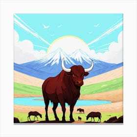 Bull In The Mountains 2 Canvas Print