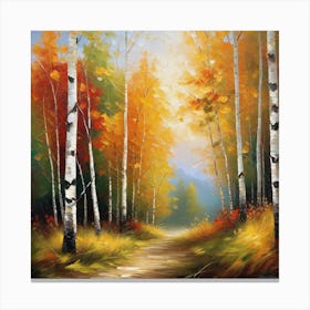 Birch Trees In Autumn 3 Canvas Print