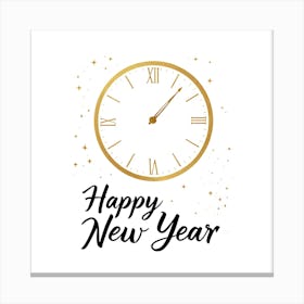 Happy New Year Clock Canvas Print