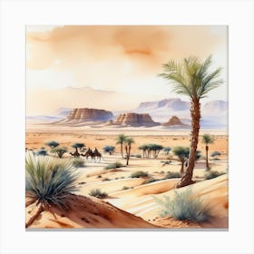 Watercolor Desert Landscape 5 Canvas Print