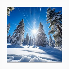 Crystal Clear Ice Clings To The Pine Trees Under A Vibrant Radiant Sun In A Wintry Wonderland Ext (1) 2 Canvas Print