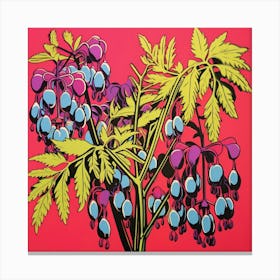 Bleeding Heart Dicentra 4 Pop Art Illustration Square Canvas Print