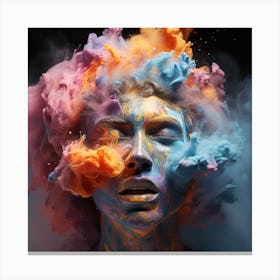 Display Colorful Powder Paint Radiant Rainbow Reverie: Colorful Woman's Head Amidst Powder Paint Explosion Canvas Print