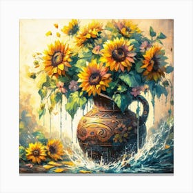 Sunflowers In Water Canvas Print