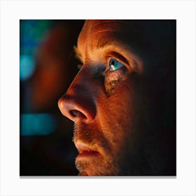 Man Staring At Computer Screen Canvas Print