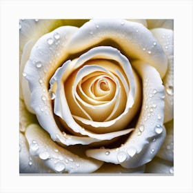 White Rose With Water Droplets 6 Canvas Print