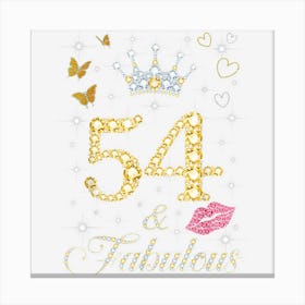 Vintage Happy 54 And Fabulous Crown Heart Lip 54th Birthday Canvas Print