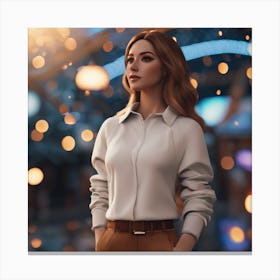 Woman In A White Shirt Canvas Print