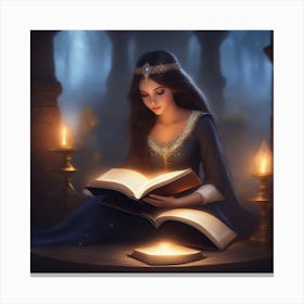 Princess Reading A Book Canvas Print