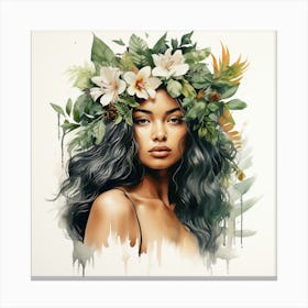 Portrait Of A Woman With A Flower Crown Canvas Print