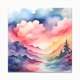 Watercolor Landscape Painting Canvas Print