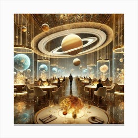 A Luxurious Futuristic Restaurant Scene Showcasing Canvas Print