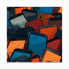 Collection Of Cell Phones Canvas Print