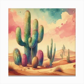 Cactus In The Desert Canvas Print