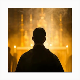 Silhouette Of A Priest Canvas Print