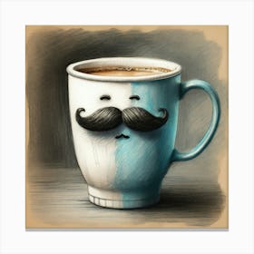 Coffee Cup With Mustache Canvas Print