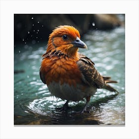 Bird In Water Canvas Print