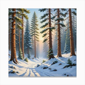 Snowy Forest paintings art print Canvas Print