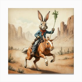 Rabbit On A Horse 2 Canvas Print