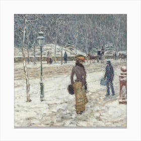 Claude Monet In The Snow Canvas Print