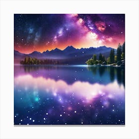 Starry Sky Over Lake 5 Canvas Print