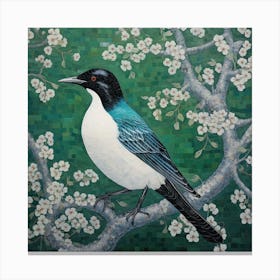 Ohara Koson Inspired Bird Painting Magpie 6 Square Canvas Print
