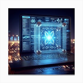 Computer Screen With A Blue Light Canvas Print