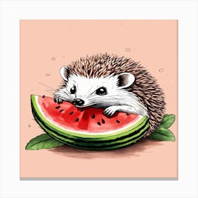 Hedgehog Eating Watermelon 2 Canvas Print