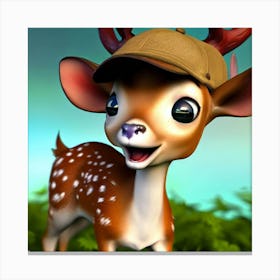 Deer In A Hat Canvas Print