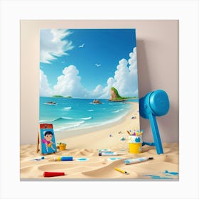 Default On The Beach Painting Wall Art 0 Canvas Print