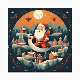 Santa Claus Flying Christmas Canvas Print