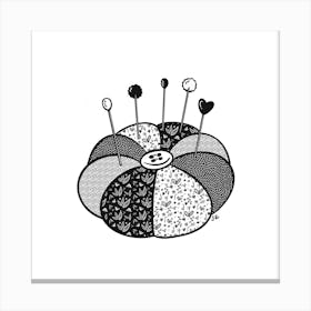 Floral Pin Cushion Black and White Canvas Print