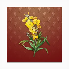 Vintage Cheiranthus Flower Botanical on Falu Red Pattern n.0458 Canvas Print